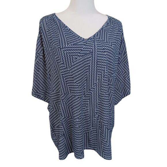 CHICO'S‎ 3 Soft Stretchy Top Shirt Blouse XL Short Sleeves Kimono Smocked V-Neck - Picture 1 of 9
